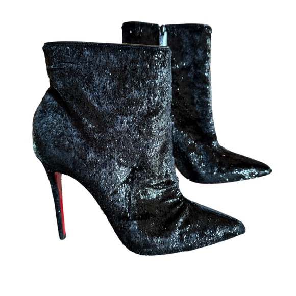 Christian Louboutin SO KATE BOOTY 100 Velours Papillon Ankle Boots EU 37 US 7 - Picture 1 of 14